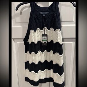 NWT Tommy Hilfiger Black and Cream Knit Top